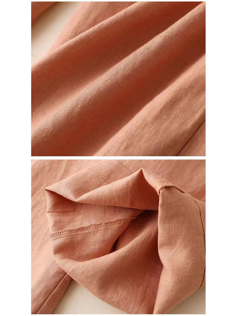 Women's High-Waisted Cotton-Linen Wide-Leg Pants - 2024 Summer Slimming, Versatile, Loose, Straight-Leg Design