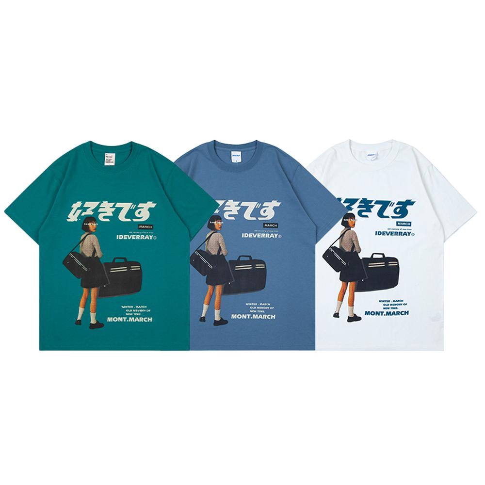 Frauen Streetwear Paar Harajuku Tops T Shirt Japanischen Drucken Koreanische Sommer Kleidung Kurzarm Baumwolle Übergroßen T-Shirt Männer