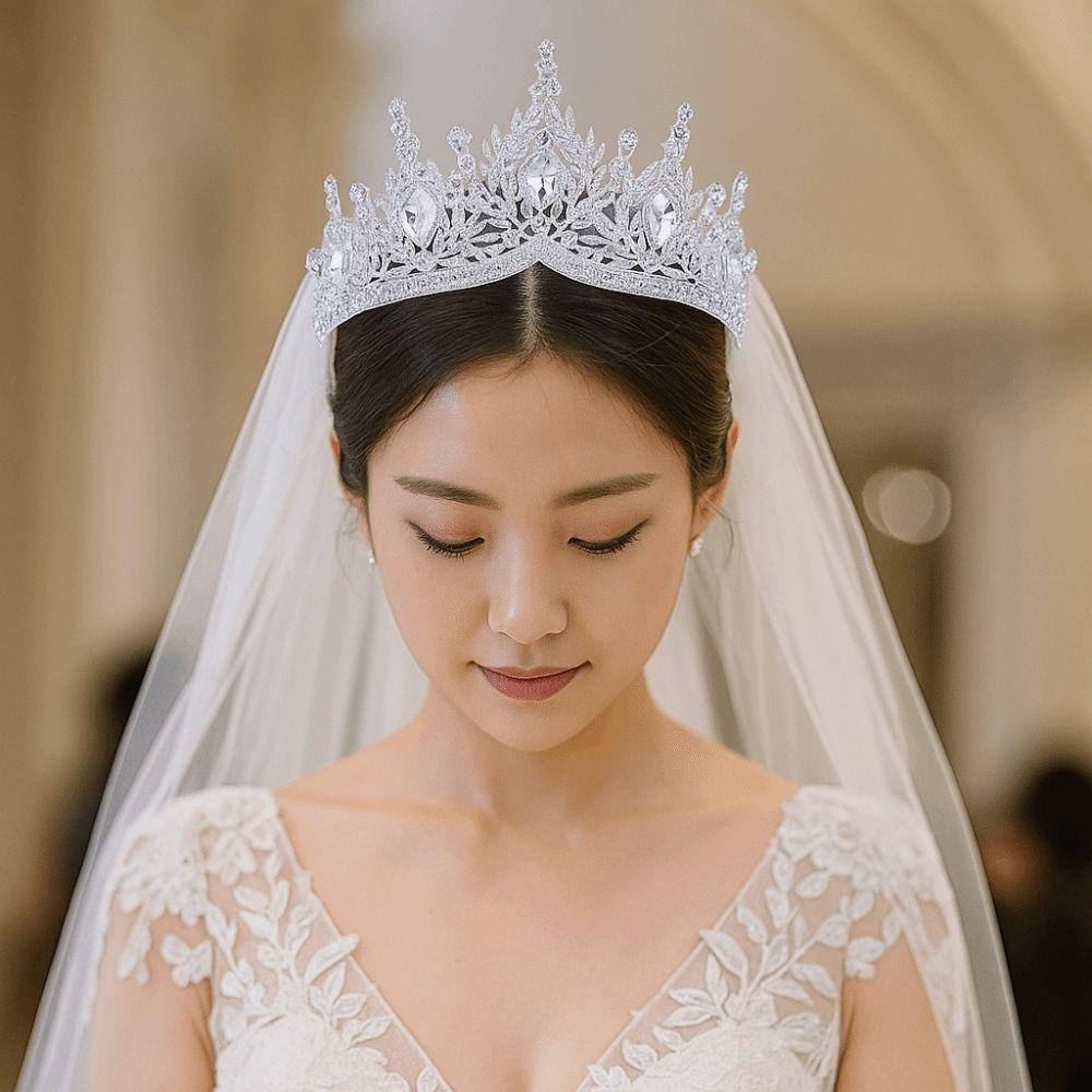 Shiny Ornament Baroque Queen Tiaras Luxury Princess Crown Bridal Headwear  for Women Girls