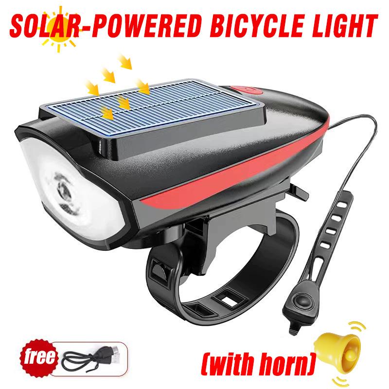 Solar Bike Front Light USB Rechargeable Cycling Safety Front Lamp 4000mAh High Brightness Bike Flashlight Bicycle Accessories Solar Bike light
