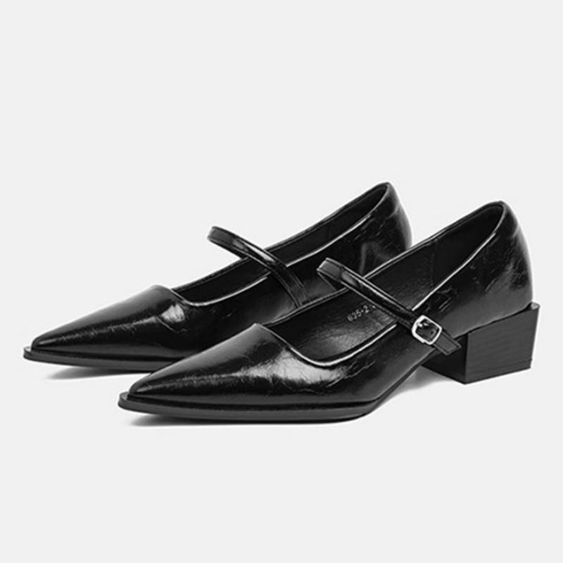 Fashion Elegant Versatile Women Pumps 2025 New Style Pointed Toe Mid Heels Shoes Fashion Outside Casual Buckle Comfy Women Shoes