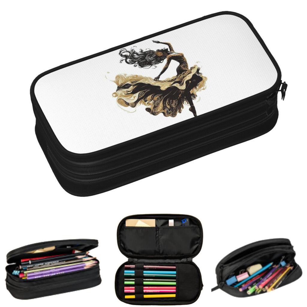 Ballerina A Portrait Of Elegance Pencil Cases for Student School Pen Box Pencil Bag Big Capacity Pencil Pouch