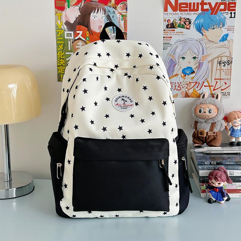 Japanese new schoolbag women's ins niche high-value casual simple contrast versatile large-capacity backpack