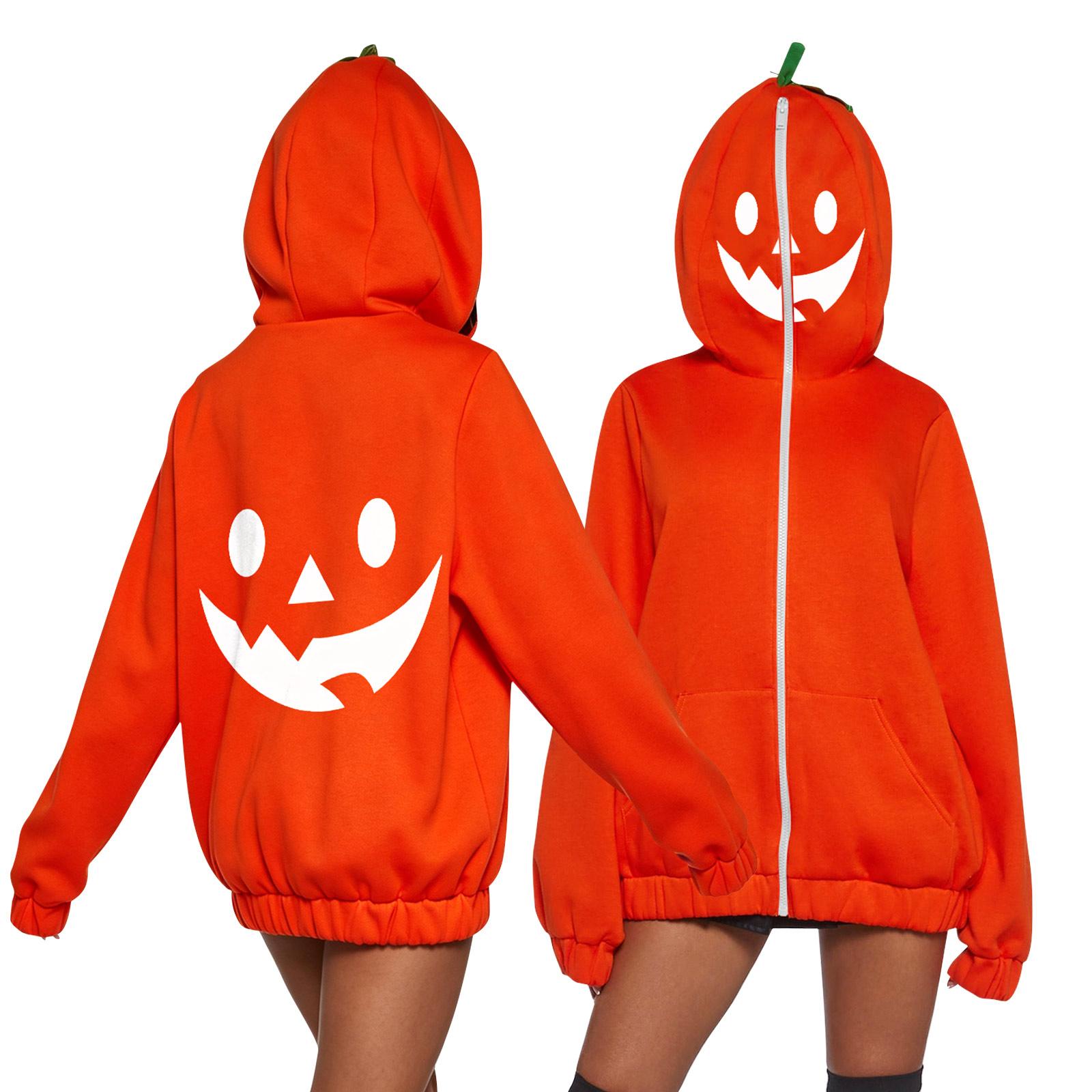 Women s Long Sleeve Pumpkin Scary Face Print Sweatshirt Casual Halloween Top XL