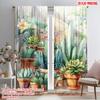 2pcs,2D Plane Printing Popular Curtains Cactus Oasis Durable Polyester (without Rod) Decorations For Home Use for Bedroom,