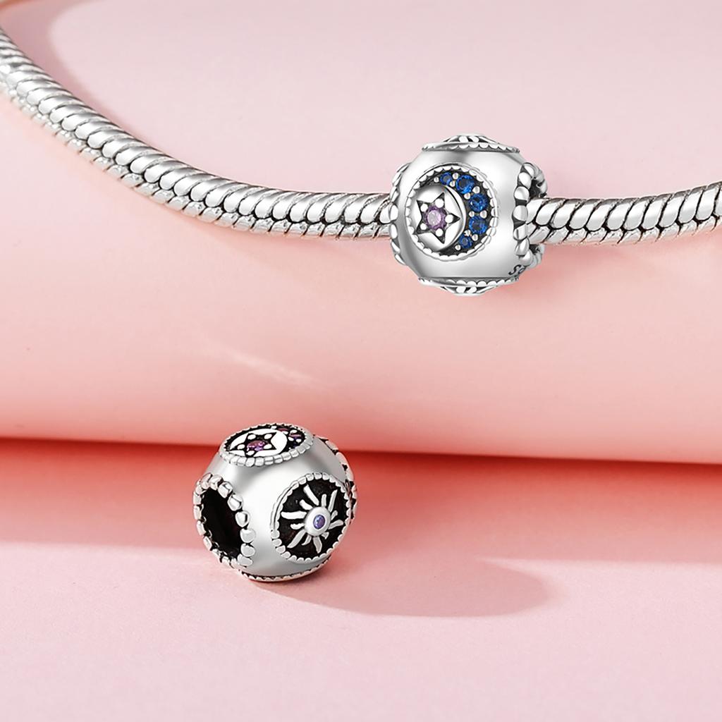 Genuine Copper Charm Luxurious Stars Moons Sun Bead Fits Bracelets DoItYourself Women Crafting Delicate Gifts Jewellery