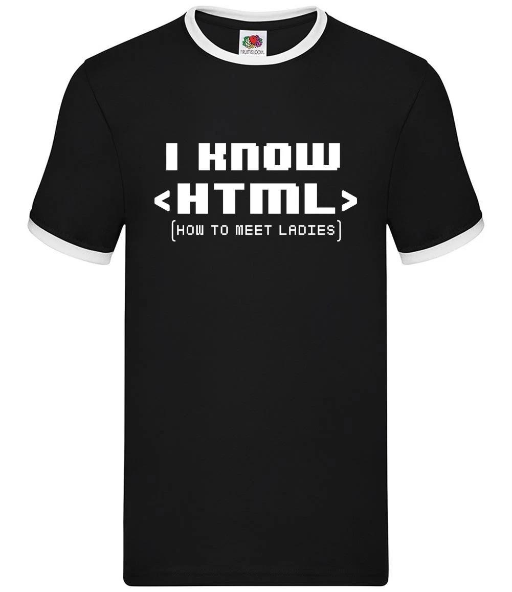 I Know HTML How To Meet Ladies - Mens Ringer - Funny Date Geek Nerd Slogan XS