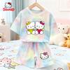 Vasaros Kawaii Hello Kitty Rinkinukai Kvėpuojantys Minkšti Vaikų Drabužiai Kūdikio Mergaitėms Mielas Animacinis 3D Spaudinys Trumpomis Rankovėmis Plonas Dviejų Dalių