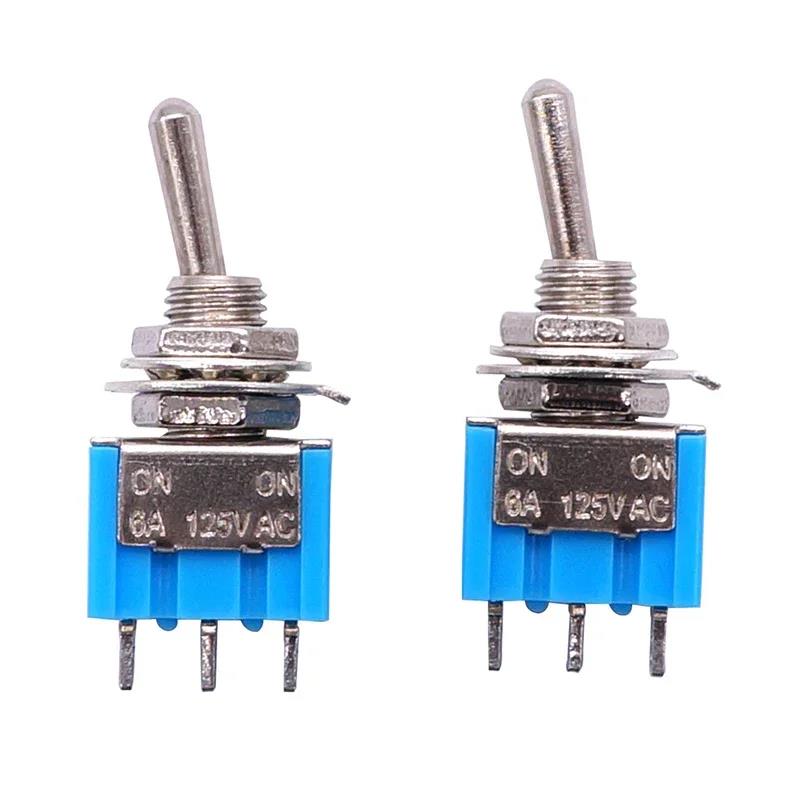 10Pcs DIY Toggle Switch ON-OFF-ON / ON-ON 3Pin 3 Position Latching MTS-103 MTS-102 AC 125V/6A 250V/3A Power Button Switch Car