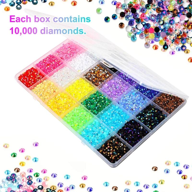 Resin AB Glittering Flat Back Rhinestones For Nail Art In 3mm 4mm 5mm 6mm Sizes With Jelly Color Option 10000pills/Box