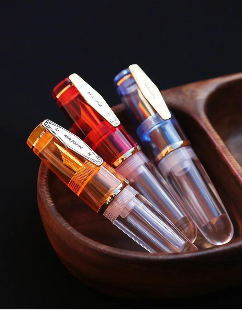 MAJOHN Q3 Short Fountain Pen Color Transparent Cute with Gold Plated Point Exquisite Small Fat Pens Stationery Supplies