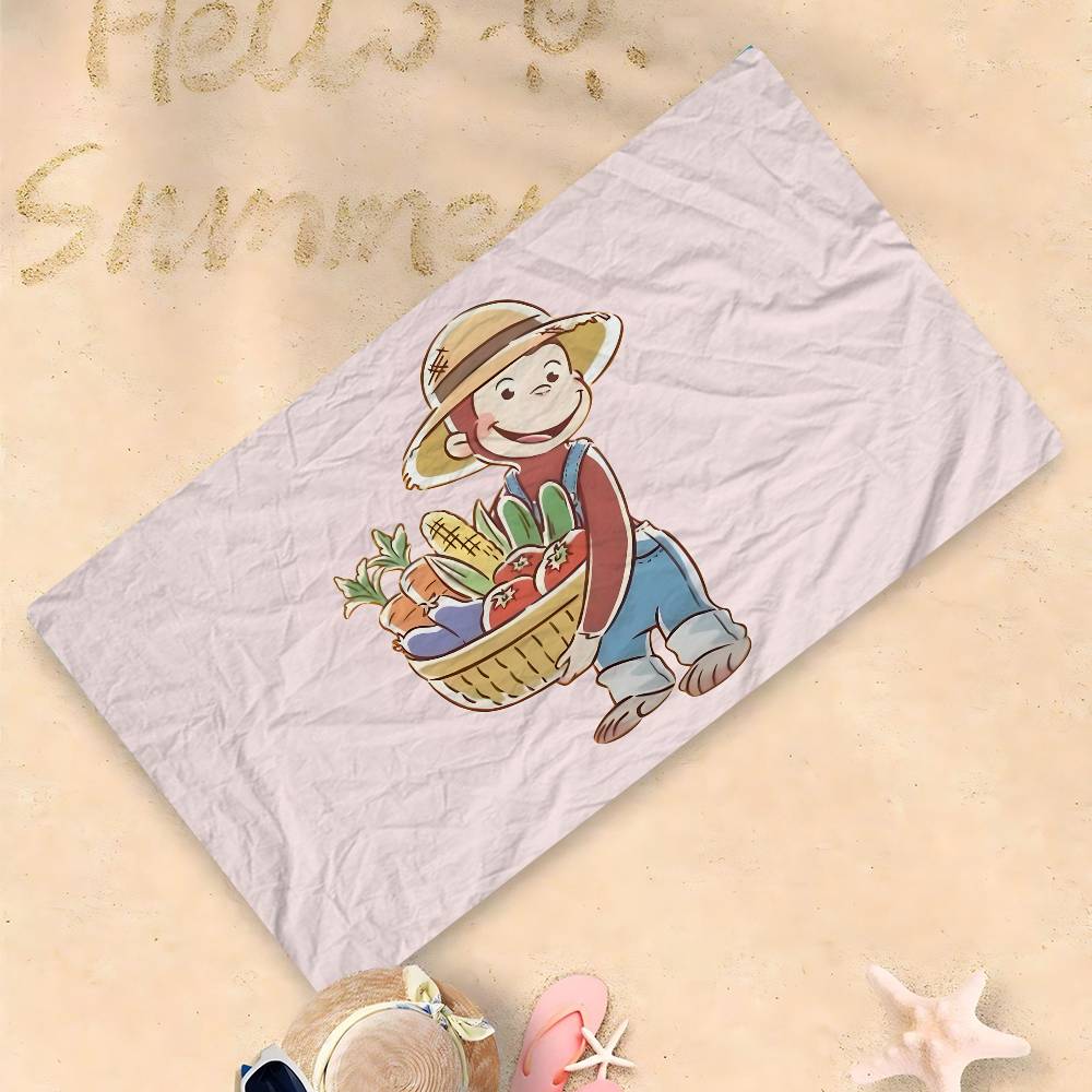 MONKEY CARTOON C-Curious GeorgeS Bath Towel Microfiber Soft Water Absorbing Breathable For Girl Kids Decorative Beach Towel