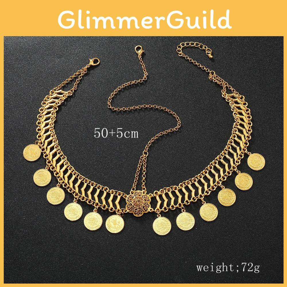 Gemstone Decor Simulation Flower And Circular Tassel Design Headwear Gold