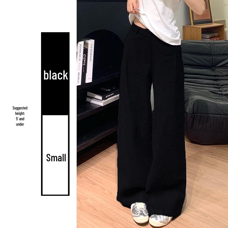 Women's High-Waisted Dark Blue Cotton Linen Wide-Leg Pants