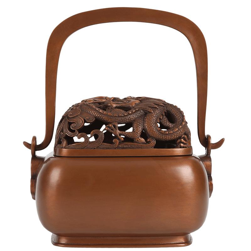 Copper Handheld Antique Style Sandalwood Incense Burner Ornament Home Craft With Handle