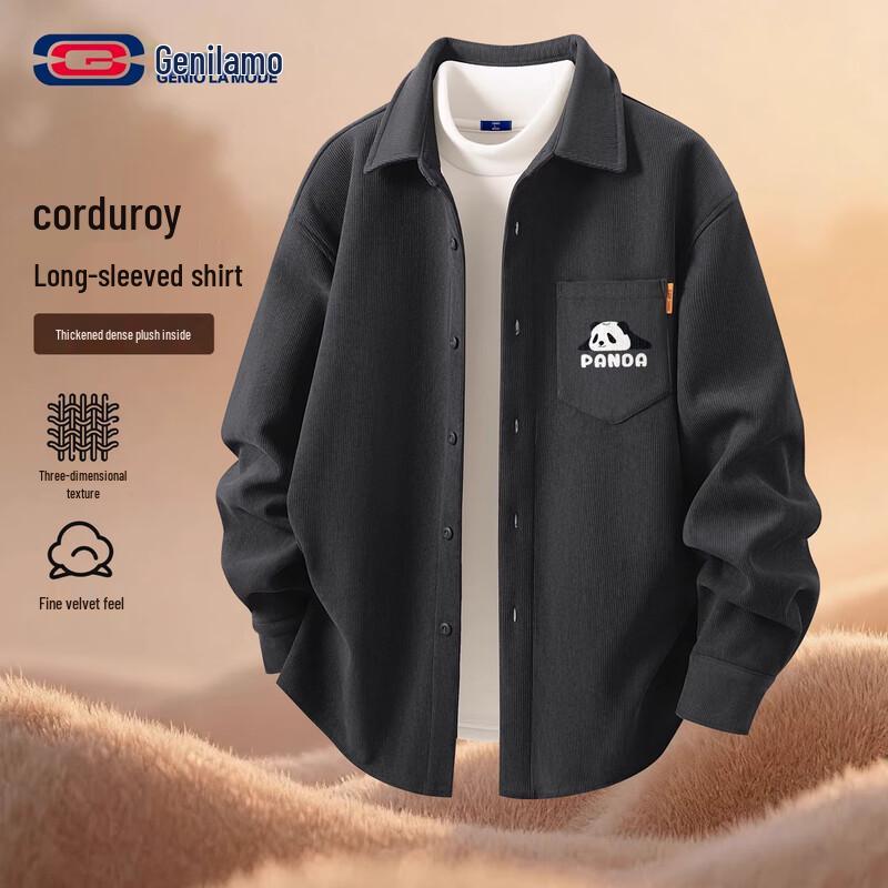 Мужская плюшевая вельветовая рубашка-куртка GENIOLAMODE 2XL