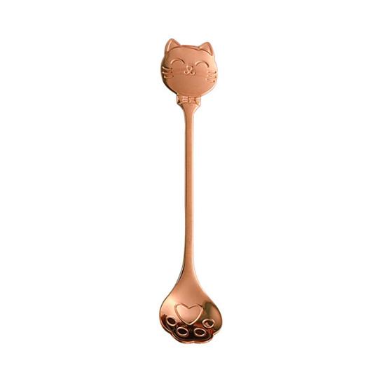 Cat Coffee Spoon, Stainless Steel Cat Paw Claw Teaspoon, Multi-Color Electroplated Stirring Spoon, for Ice Cream Yogurt Dessert