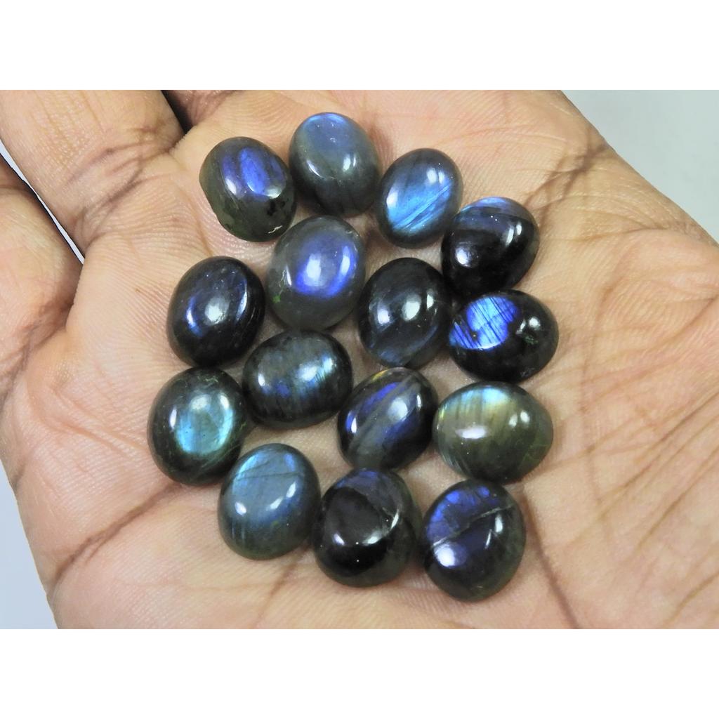 10X12MM Natural Labradorite Blue Fire Oval Cabochon Loose Gemstone 15Pcs Lot C-1056