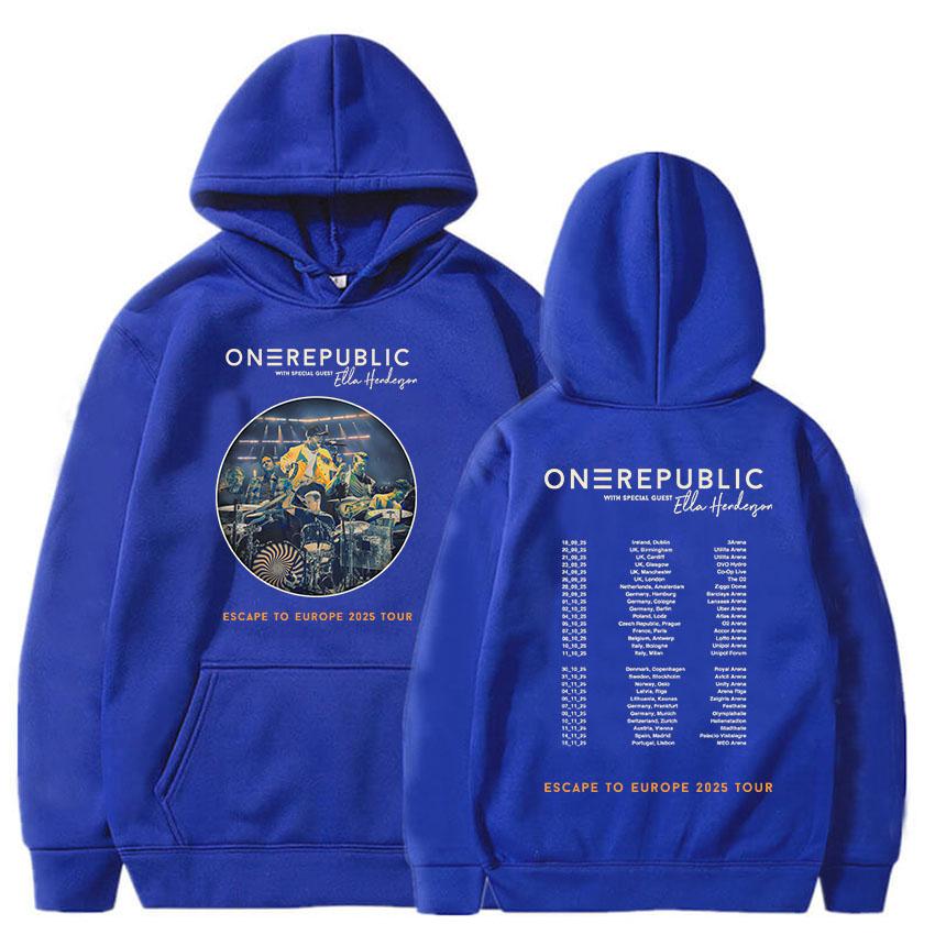 OneRepublic Escape To Europe 2025 Tour Hoodies Autumn Fleece Casual Male Sweatshirts Long Sleeve Band Printing Sudaderas Unisex
