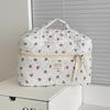 1pcs Cotton Black Flower Women Cosmetic Bag Fabric Storage Bags Small Big Capacity Travel Organzier Pouch Women Makeup Case