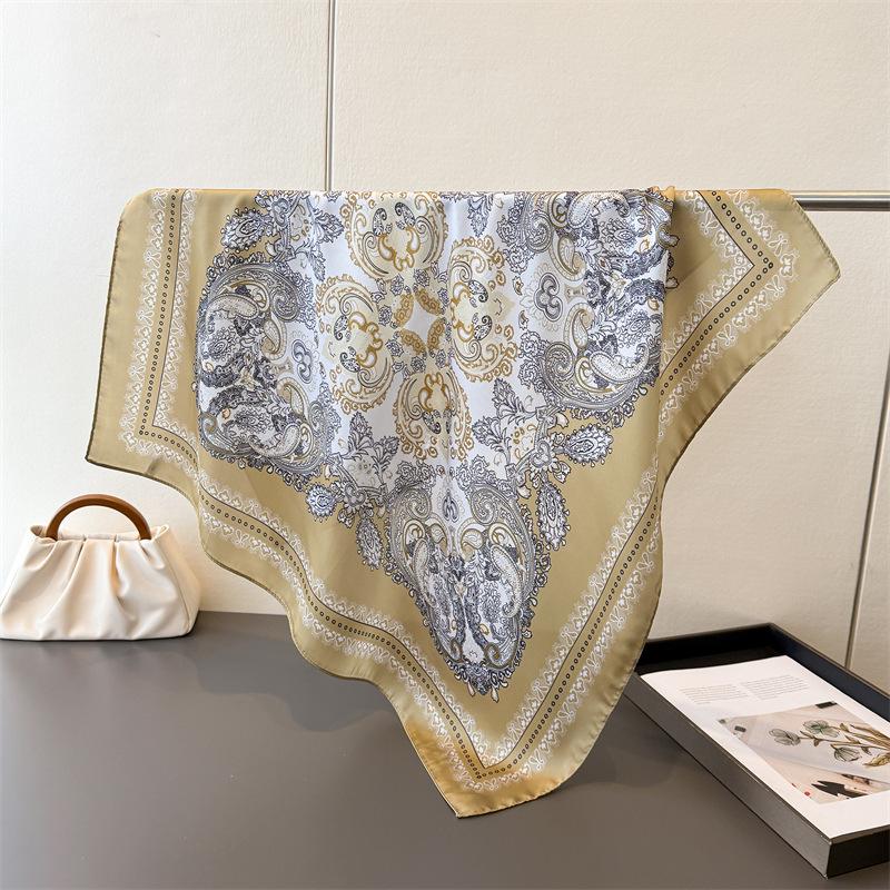 Paisley Print Silk Scarf For Women Square Hijab Soft Neck Tie Female Fashion Decoration Silk Headscarf Bandana Kerchief  New