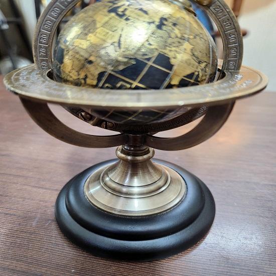 Celestial Brass Armillary Sphere 15.24 Cm Globe with Black Gold Orb Scholar's Desk Sculpture Gift for Every Occasion