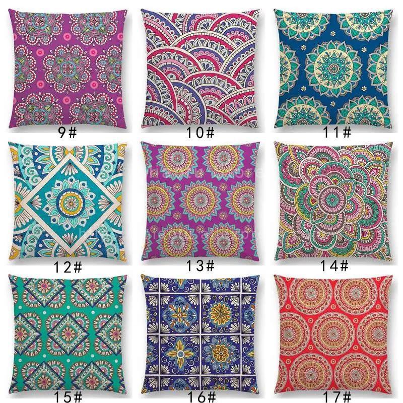 Neuheiten Boho Bunt Sonnenaufgang Regenbogen Diamantblumen Blüte Paisley Blumenmuster Mandalas Drucke Kissenbezug Kissen