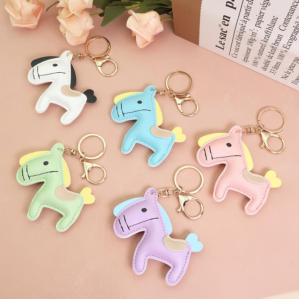 Women's Bag Charm Decoration Bag Pendant Cartoon Rocking Wooden Horse Women's Leather  Bag Charm Key Chain Cute Bag Accessories Gifts