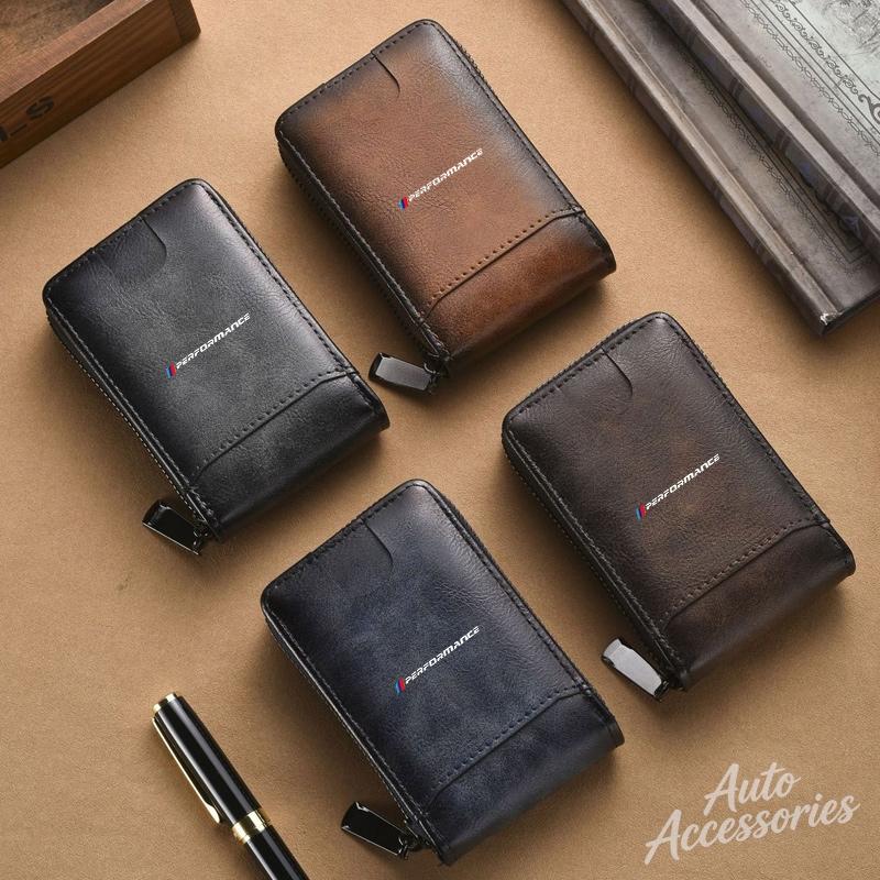 Car Wallet Leather Coin Purse Zipper Styling Auto Accessories For BMW X6 X4 X7 Performance X1 X3 X5 E39 E46 E90 F20 E60 Sticker gjsh77