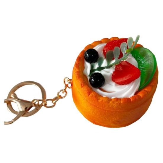 Simulated Food Squeeze Toy Keychain Stress Relief Bread Dessert Key Ring Backpack Hanging Decoration Bag Charm Purse Pendant