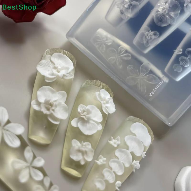3D Transparent Silicone Nails Mold DIY Nail Art Decorations Phalaenopsis Flower Manicure Templates For Nails Jewelry Crafts
