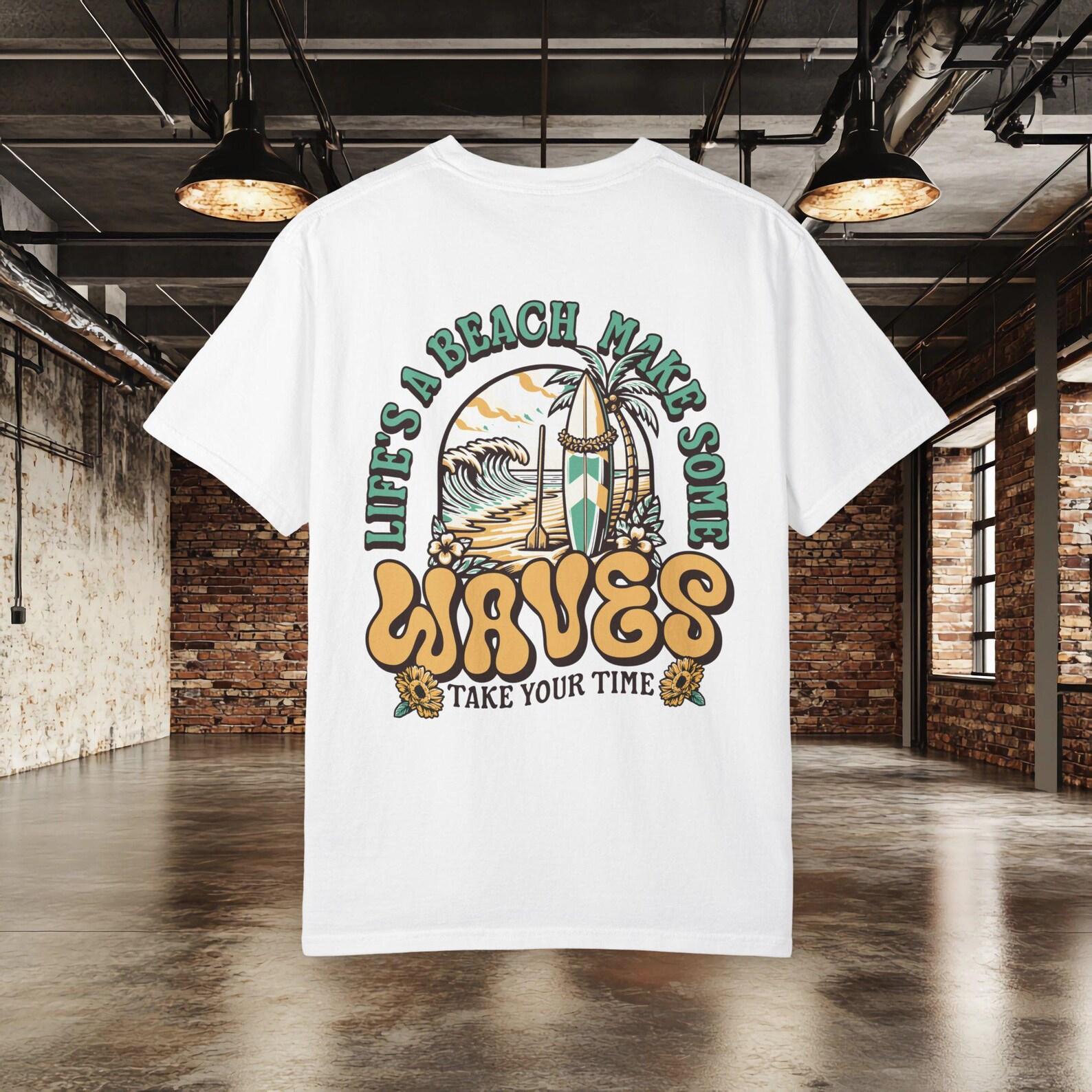 Life is A Beach T shirt, Make Some Waves Tee, Retro Beach Shirt, Summer Vacation Tee, Coastal Graphic Tee, Summer T shirt M