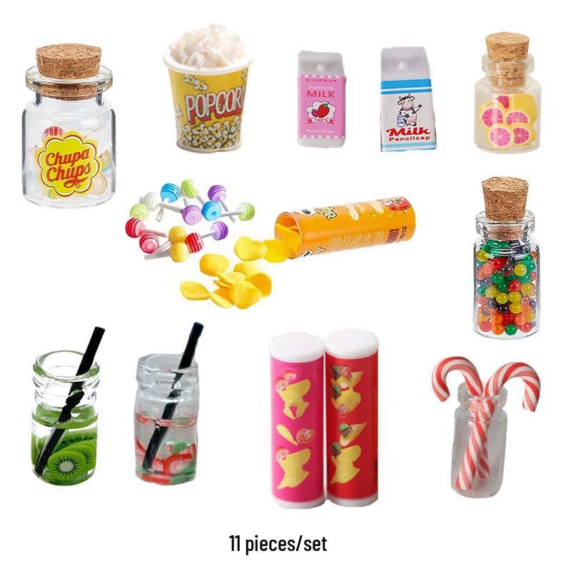 Miniature Dollhouse Snack Set | Candy & Potato Chips Kitchen Props