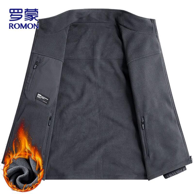 Romon Men's Plus Velvet Thickened Reversible Windproof Jacket