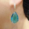 Blue Drop Shape Crystal Zircon Dangle Earrings for Women 2023 New Gold Color Earring Fashion Luxury Party Jewelry Accessories