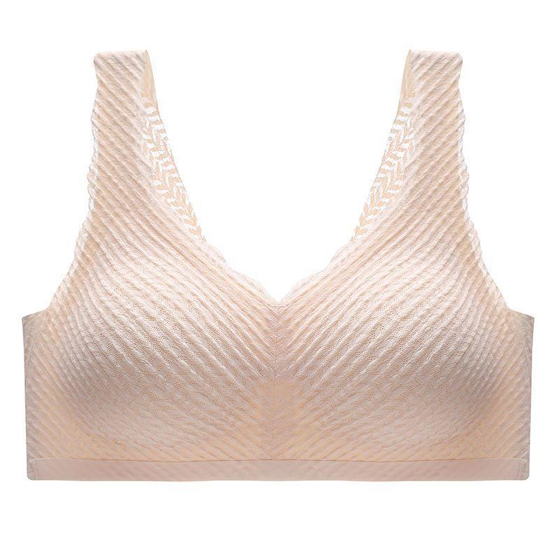Women Skin Friendly Seamless Bubble Lace Push Up Gathering Beauty Back Camisole Bra