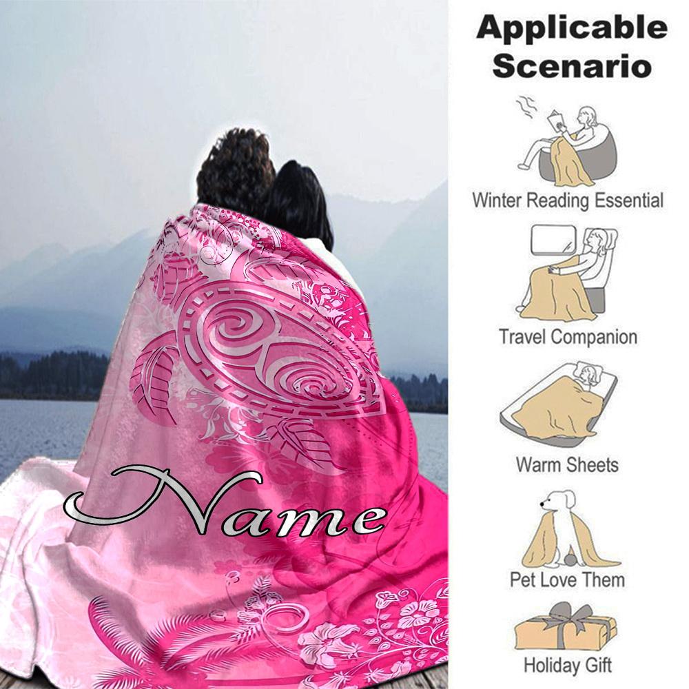 Floral Pink Home Blanket Customize Your Names Soft Comfortable Lightweight Allseason Multipurpose Blanket For Picnics Sofas Offices Beds Living Rooms