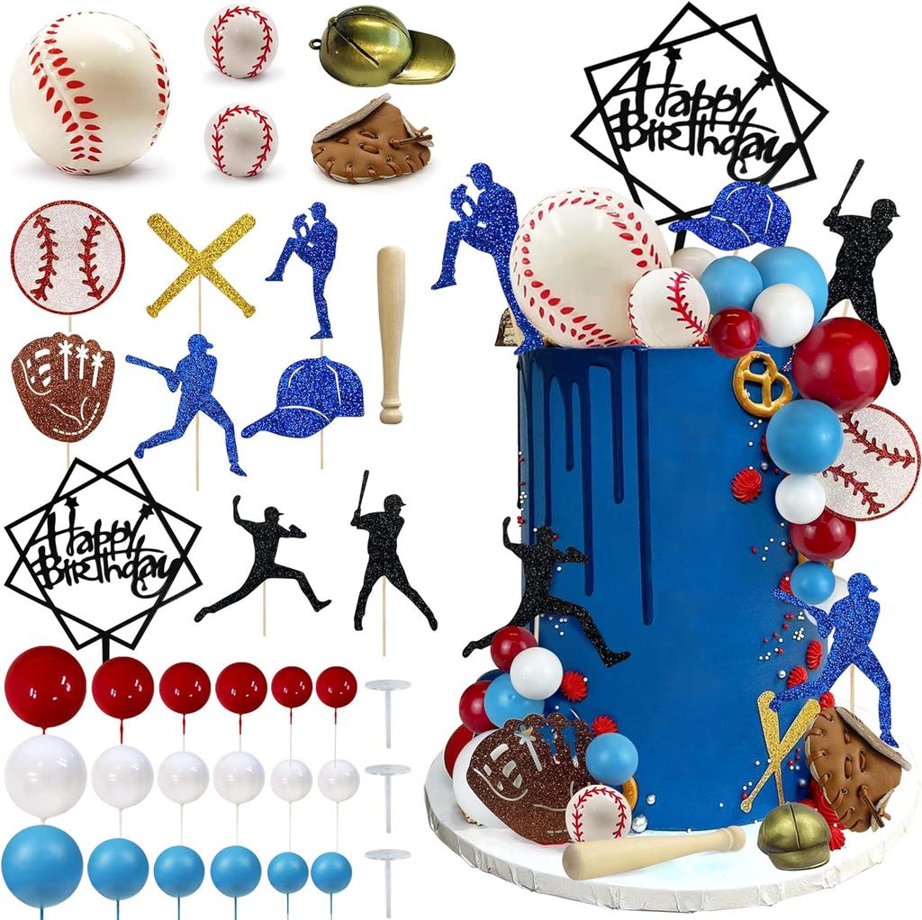 Sport-Thema Babyparty Baseball Kuchen Dekorationen Baseball Kuchen Topper Zubehör Für Jungen Männer