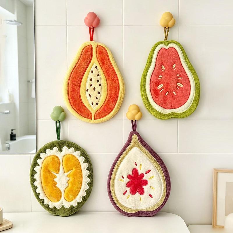 Absorbent Hand Towels for Kitchen Hanging Design Soft Lint Free Hand Towels for Bathroom Sink Kitchen Decor Accessories