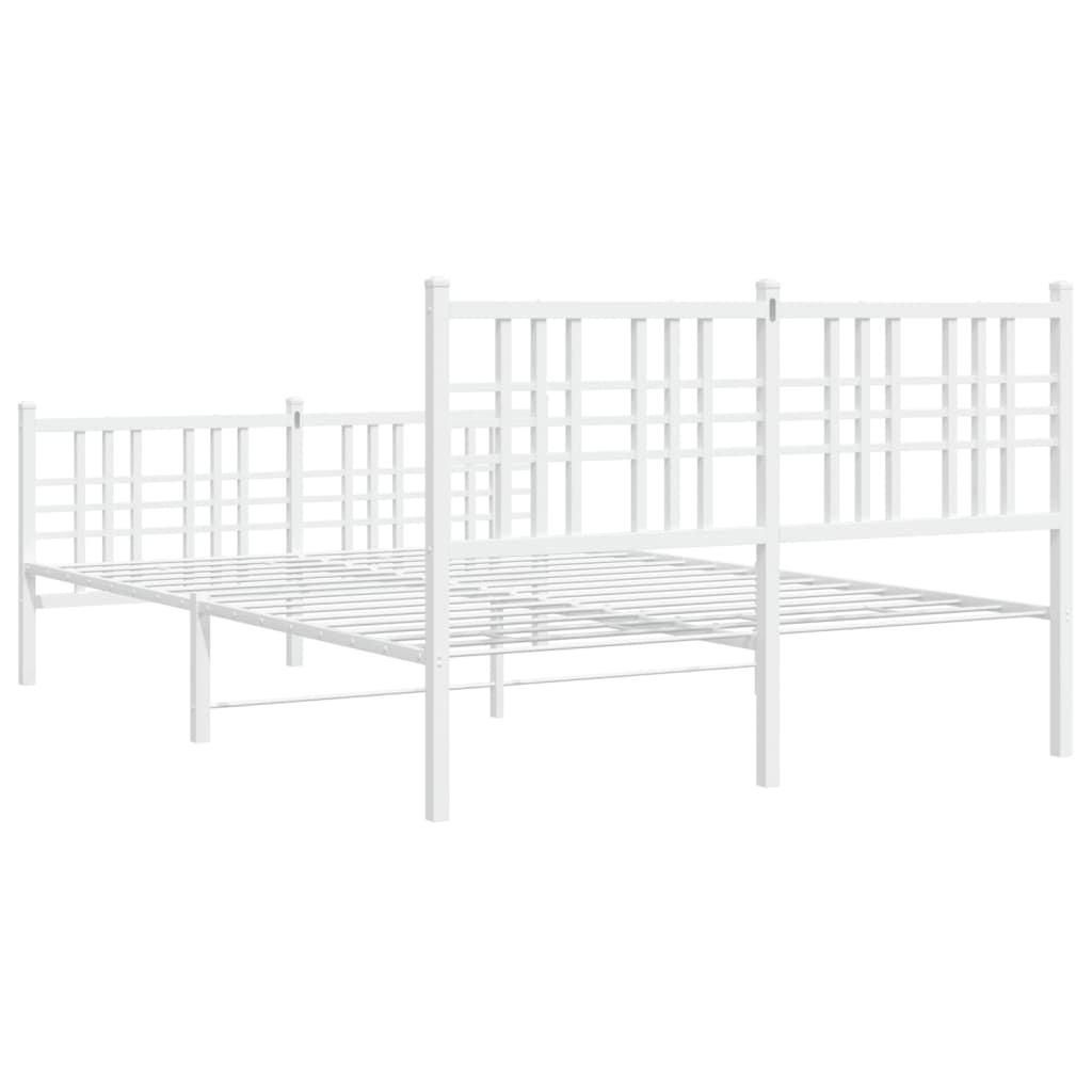 Metal Bed Frame with Headboard and Footboard White 120 x 200 cm