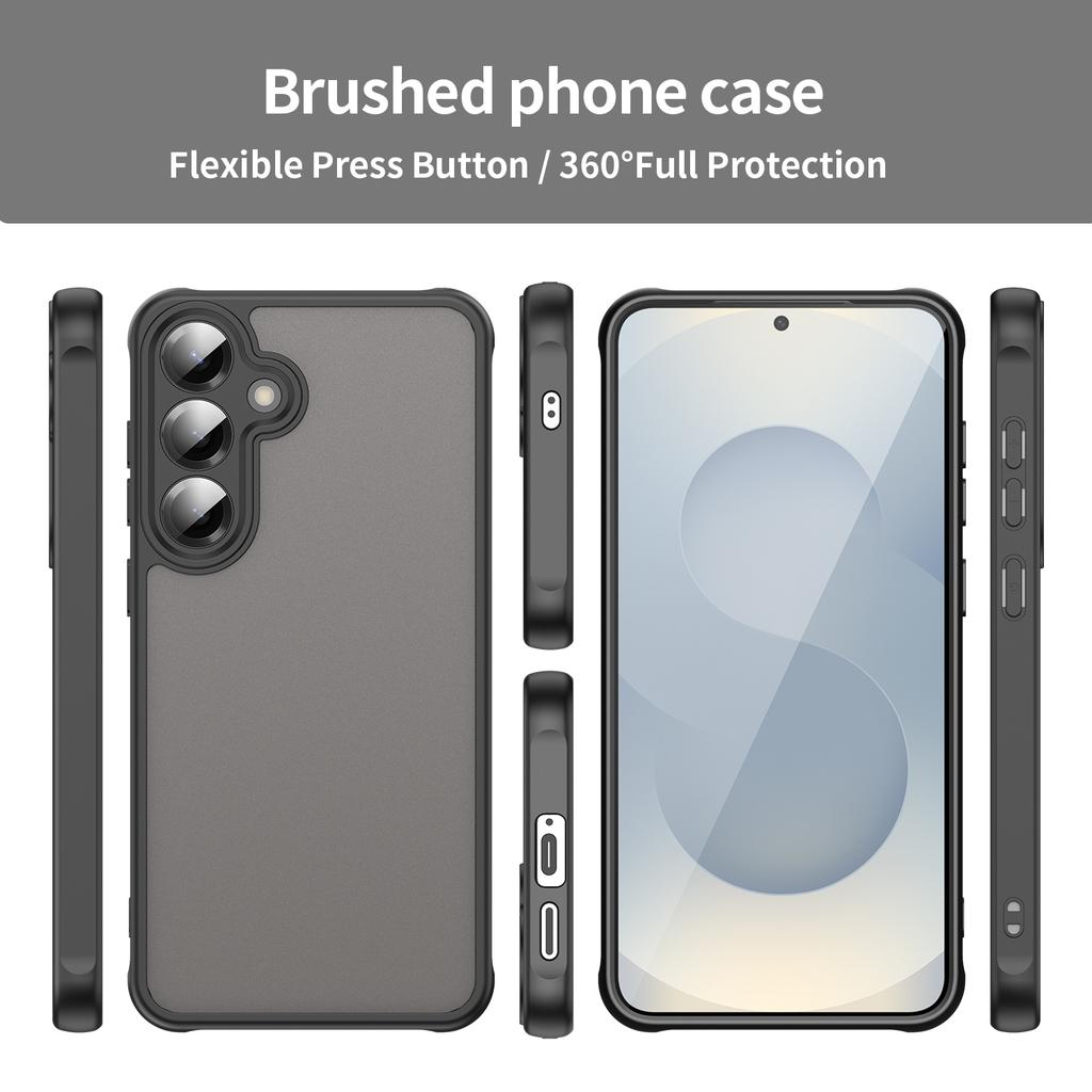 For Samsung Galaxy S25+ Case with Screen Film WANLONFENG FD Series Skin Touch TPU PC Phone Back Cover