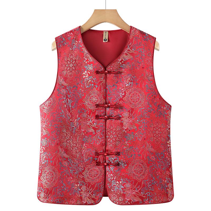 

Stylish Plus Size Vest for Middle-Aged and Elderly Women, Grandma Style, Ideal for Women Aged 60-70, Perfect Spring and Autumn Layer 3XL (120-135 Jin) червоний