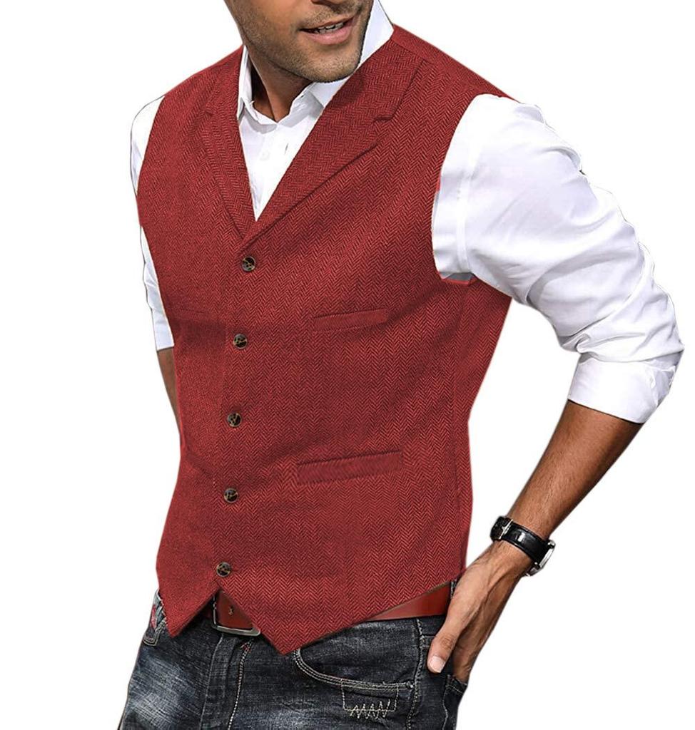 Men's Retro Herringbone Slim Fit Vest - British Casual Fashion