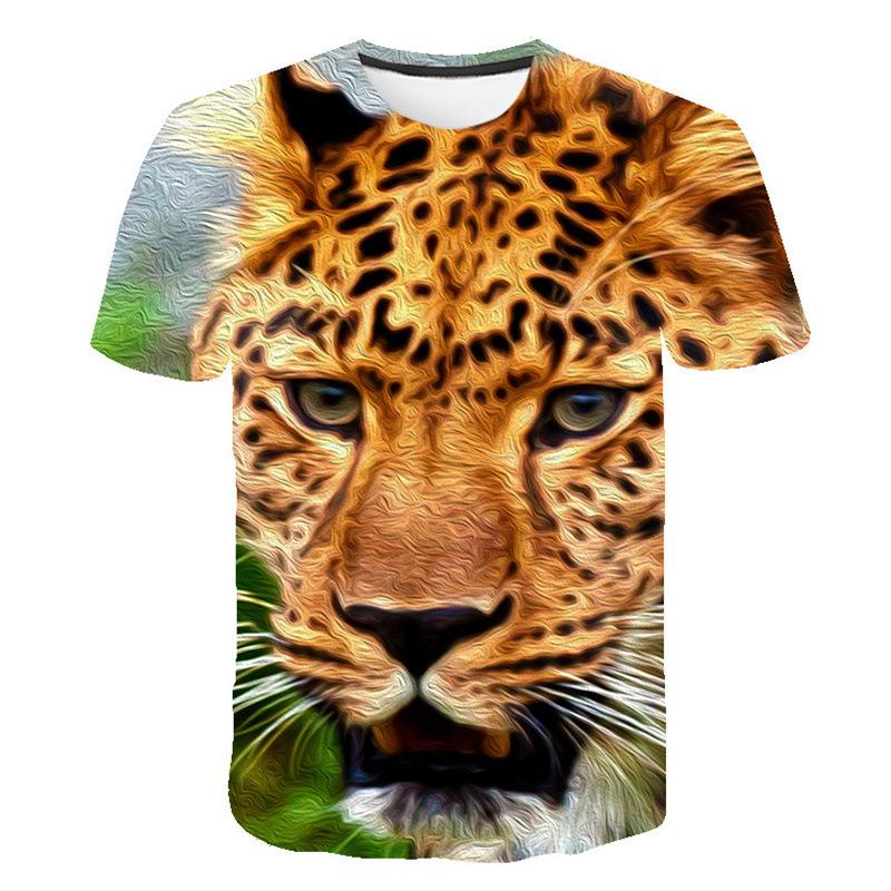 Men's T-shirt Short Sleeved Round Neck Leopard Animal 3D Printed Loose Fit Men's T-shirt