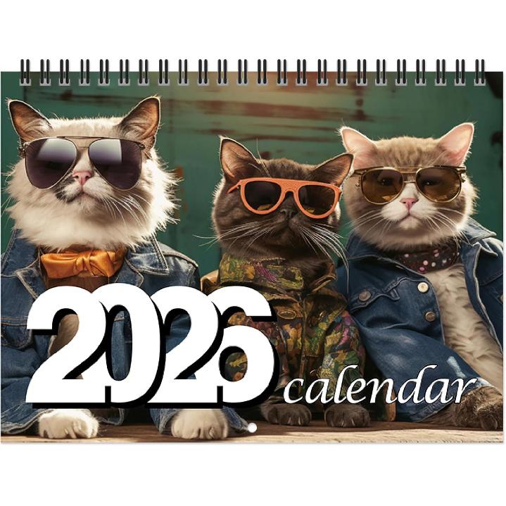 2026 Cat Calendar - 2026 Wall Calendar, 12 Month Calendar, January 2026 - December 2026, 8 x 11 , 2026 Wall Calendar, Double Bound - Stylish Cat