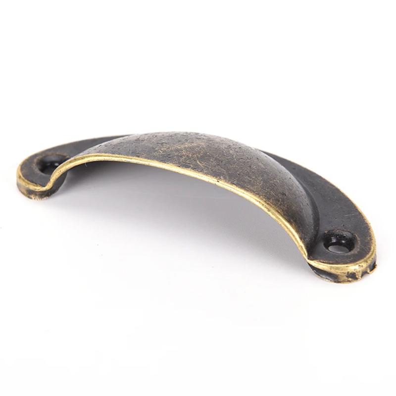 1/6pcs Cup Drawer Half Moon Furniture Hardware Retro Shell Pull Kitchen Drawer Wardrobe Door Antique Brass Iron Handles