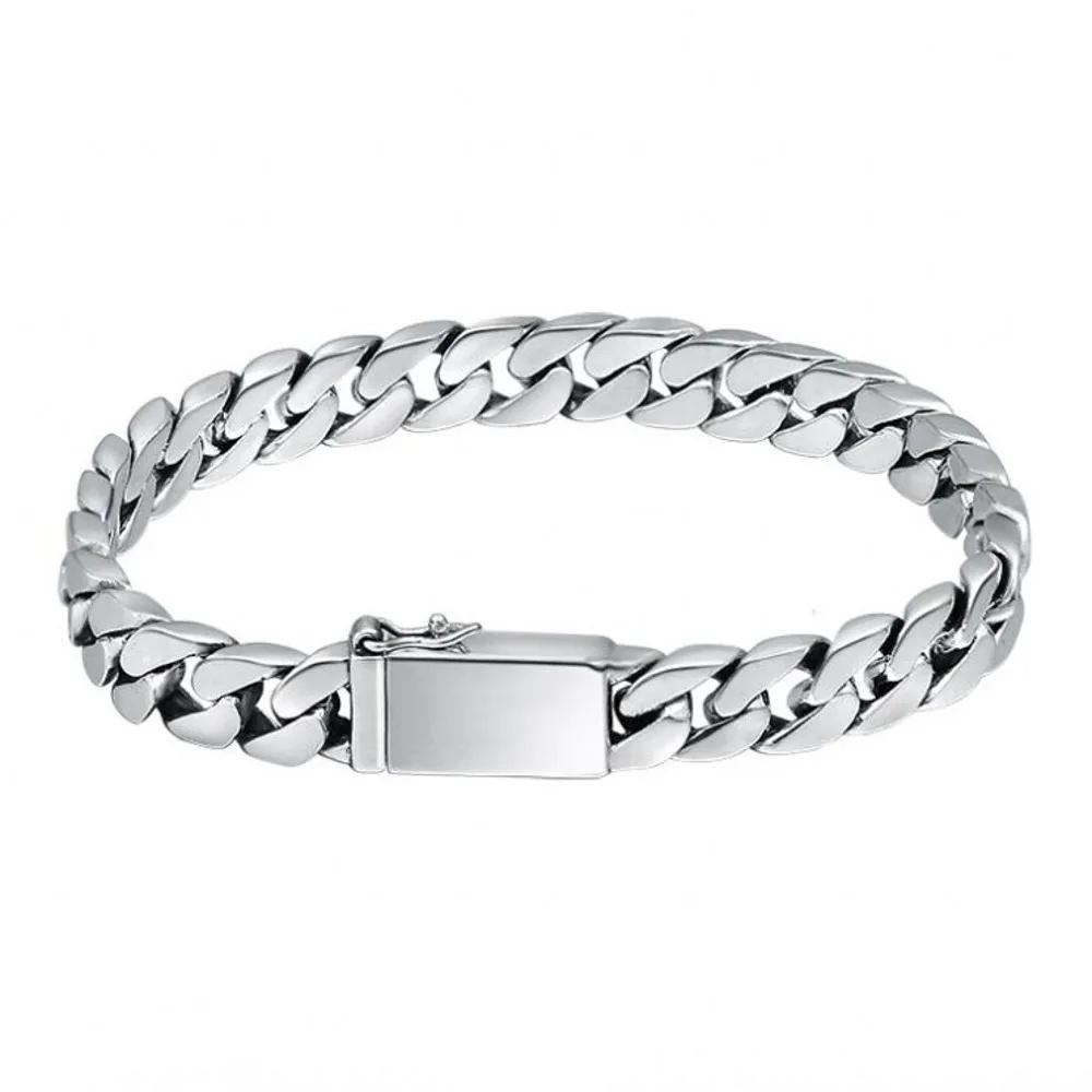 S925 Sterlingsilber Armband 8MM Punk Argent 925 Silberschmuck Nie Verblassend Herrenschmuck Geschenke Bestanden