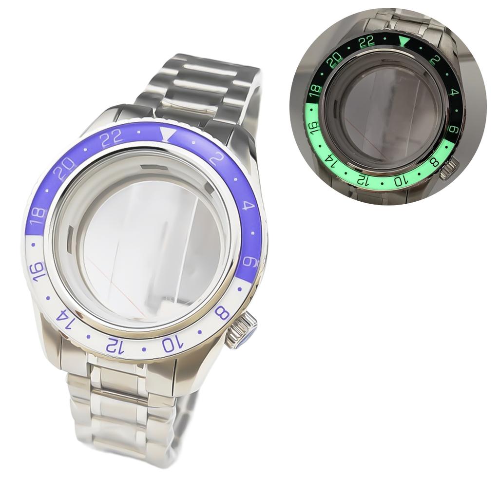 44mm Watch Bezel Case Strap Fit 32mm Dial For Seiko Grand GMT NH35/34/36/4R35A/4R36A Automatic Movement Sapphire Mod Parts