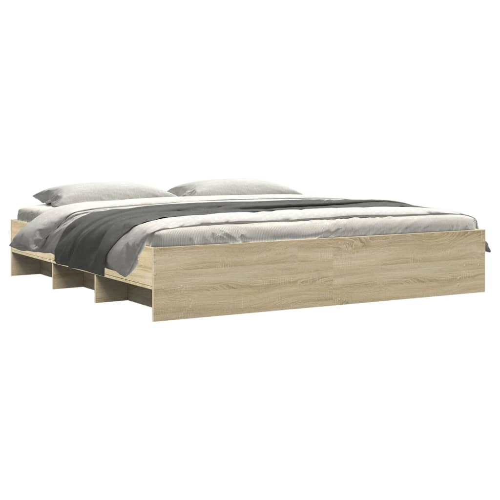 Vidaxl Rama Łóżka Bez Materaca Sonoma Oak 180X200Cm Drewno Klejone