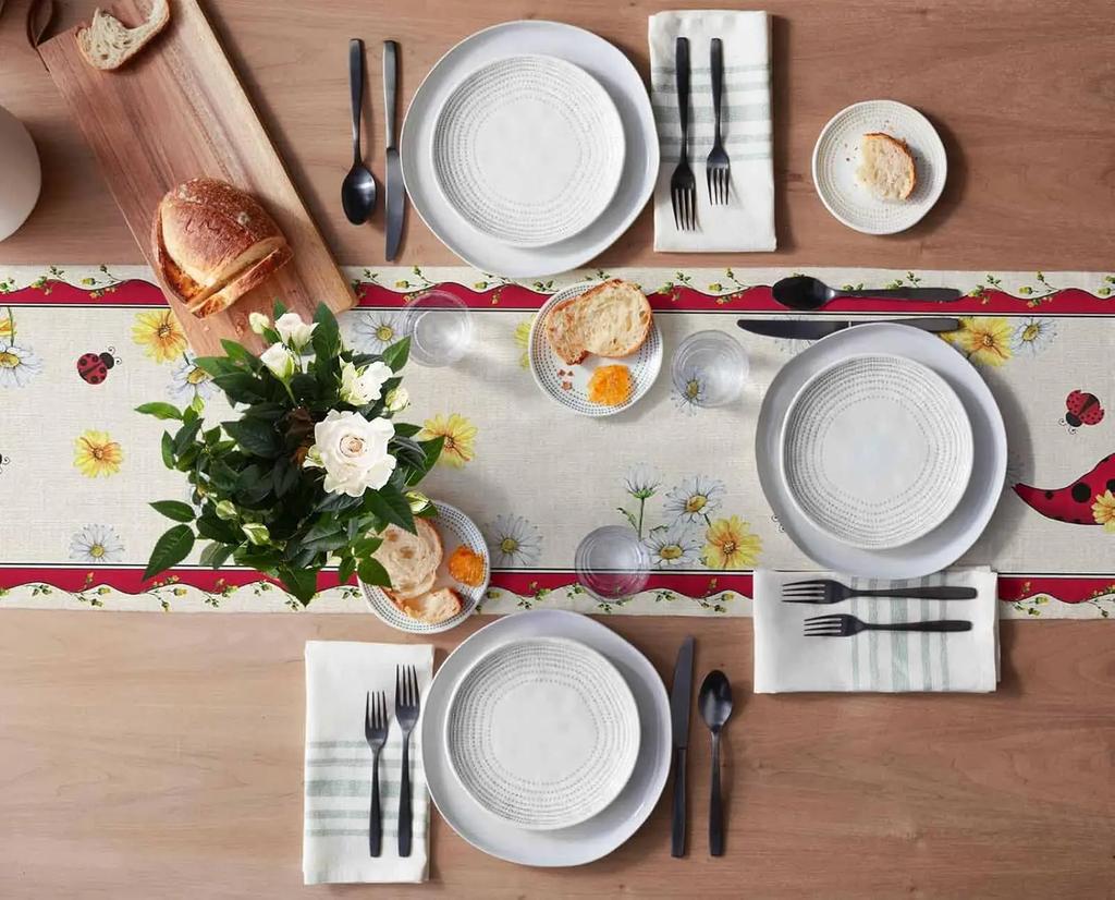 Spring Gnome Ladybird Flowers Linen Table Runner Dresser Scarves Table Decor Farmhouse Kitchen Dining Table Runner Party Decor